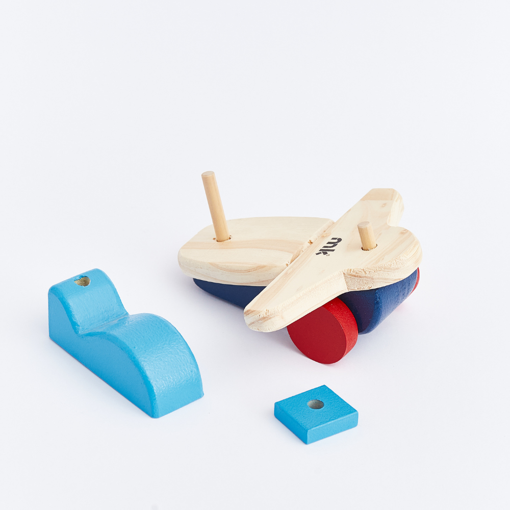 Mini Avión Jumbo Piezas Juguete Educativo de Madera para Niños
