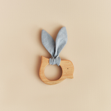 Mordillo Pajarito de Madera y Lienzo - celeste