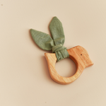 Mordillo Pajarito de Madera y Lienzo - verde