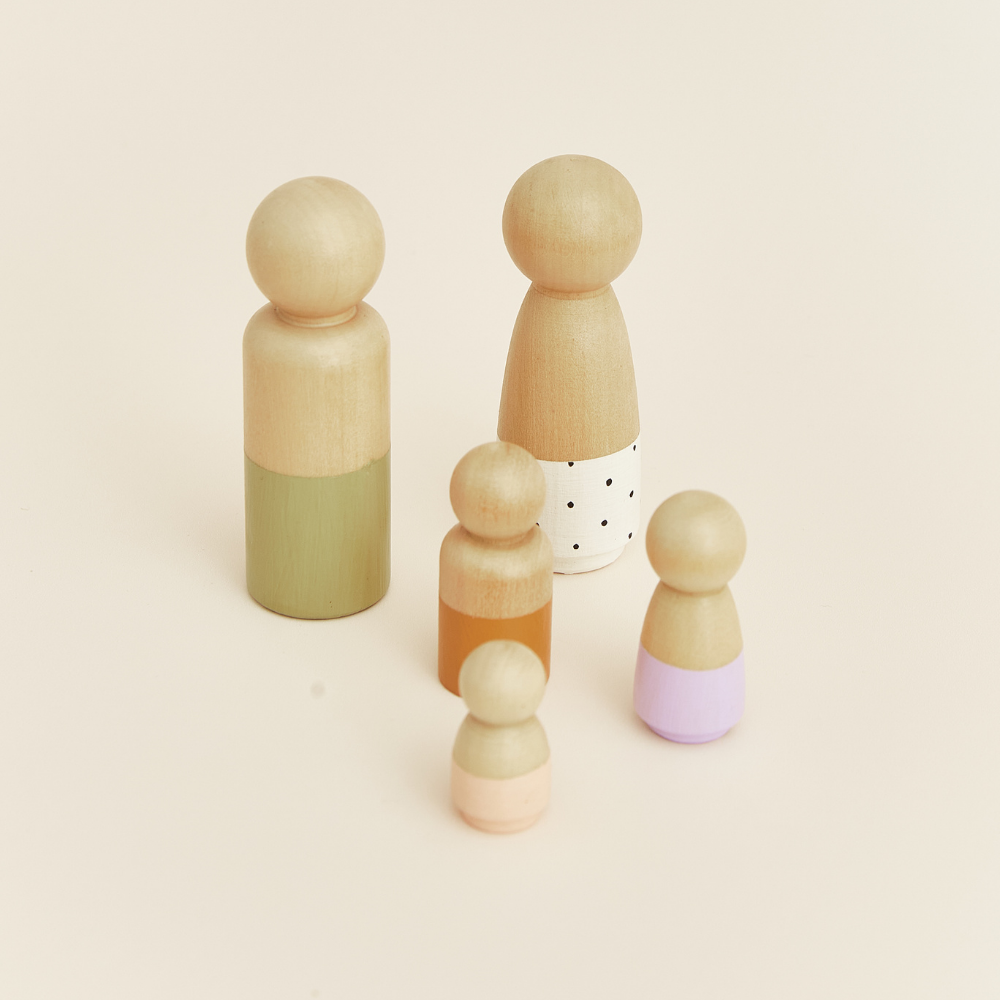 PEG Dolls - 5 Unidades - Pintados a Mano - unidos